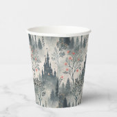 Der verzauberte Misty Forest mit dunklem Schloss - Pappbecher (Rechts)