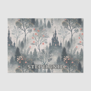 Der verzauberte Misty Forest mit dunklem Schloss - Seidenpapier
