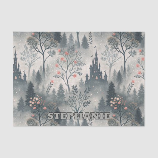 Der verzauberte Misty Forest mit dunklem Schloss - Seidenpapier (Vorderseite)