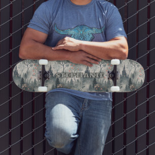 Der verzauberte Misty Forest mit dunklem Schloss - Skateboard