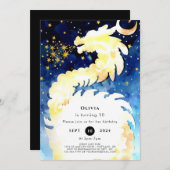 Der verzauberte mystische Drache zum Geburtstag Einladung (Vorne/Hinten)