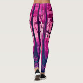 Der verzauberte Rosa Mond: Cartoon Kunst Leggings (Rückseite)