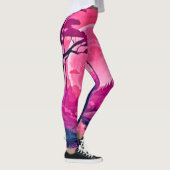 Der verzauberte Rosa Mond: Cartoon Kunst Leggings (Rechts)
