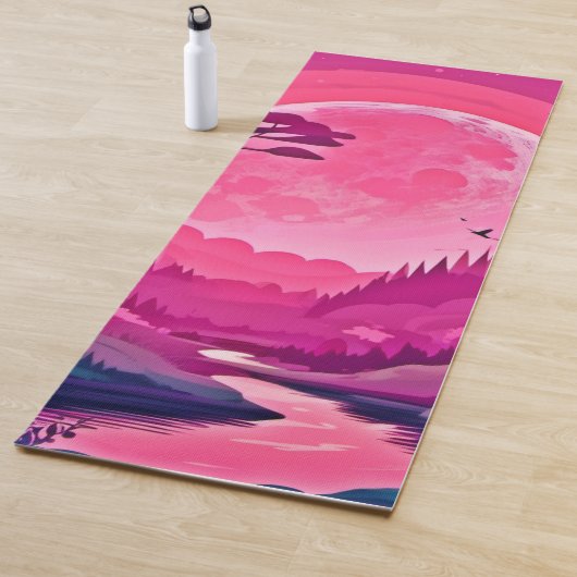 Der verzauberte Rosa Mond: Cartoon Kunst Yogamatte (Beispiel)