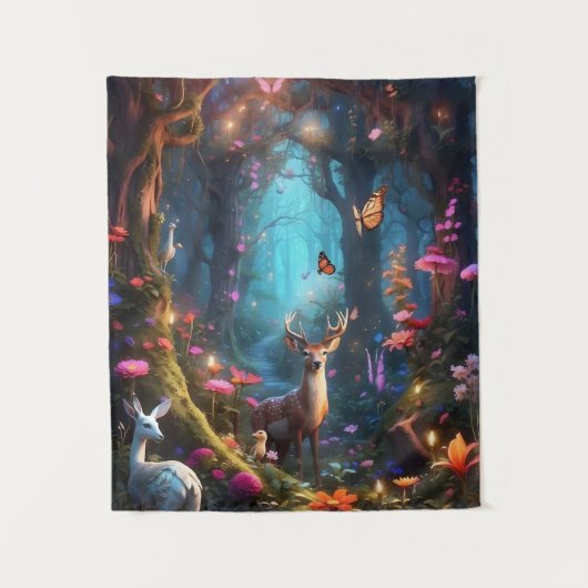 Der verzauberte Wald - eine mystische Oase Wandteppich (Vorderseite)