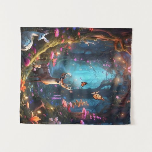 Der verzauberte Wald - eine mystische Oase Wandteppich (Vorderseite (Horizontal))