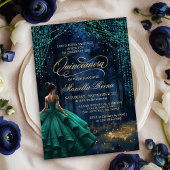 Der verzauberte Wald Emerald Green Quinceañera Einladung