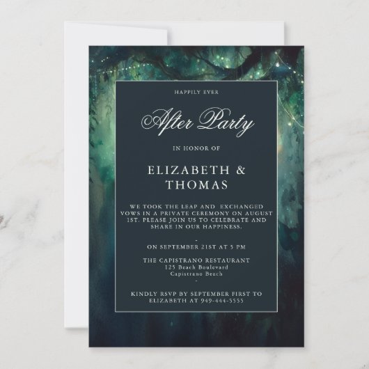 Der verzauberte Wald Smaragd nach dem Party Empfan Einladung (Vorderseite)