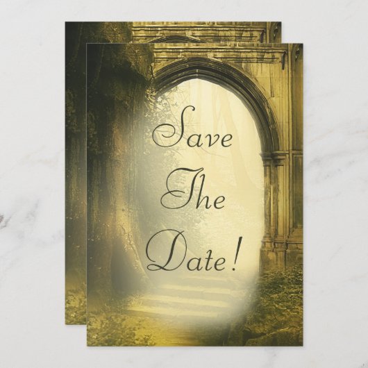 Der verzauberte Waldbogen Save the Date Einladung (Vorne/Hinten)