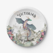 Der verzauberte Walddrache zum Geburtstag Pappteller (Vorderseite)