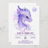 Der verzauberte Whimsikdrache zum Geburtstag Einladung (Vorne/Hinten)