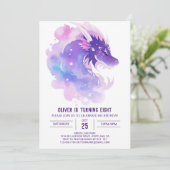 Der verzauberte Whimsikdrache zum Geburtstag Einladung (Stehend Vorderseite)