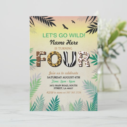 Der VIER Dschungel-laden 4. Einladung (Stehend Vorderseite)