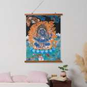 Der vierarmige Mahakala-Buddhist Thangka Wandteppich Mit Holzrahmen (Schlafzimmer)