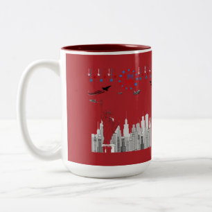 Der vierte Glitzerziegel rot Zweifarbige Tasse