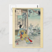 Der vierte Monat von Mizuno, Toshikata Ukiyoe Postkarte (Vorne/Hinten)