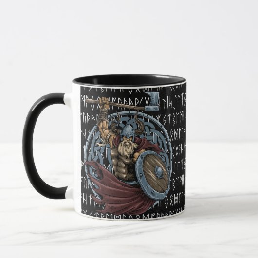 Der Vikinger Valhalla Krieger-Hintergrund läuft Tasse (Links)