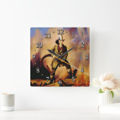 Der Viktorianische Feuerwehrmann der USA 1 Quadratische Wanduhr (Zuhause)