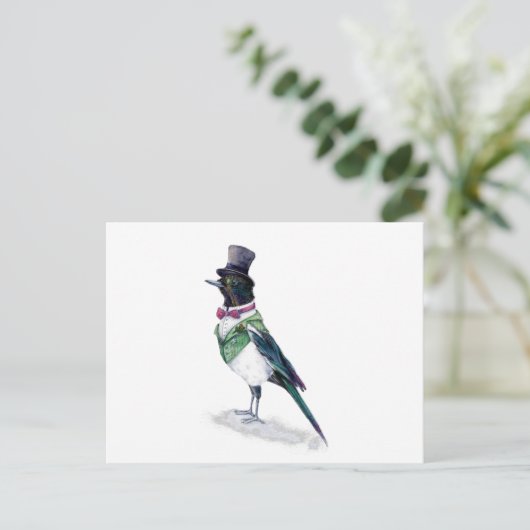Der Viktorianische Magpie-Vogel Postkarte (Stehend Vorderseite)