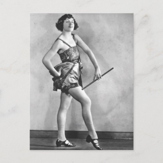 Der Vintage Baton Twirler Vaudeville Dancer Postkarte (Vorderseite)