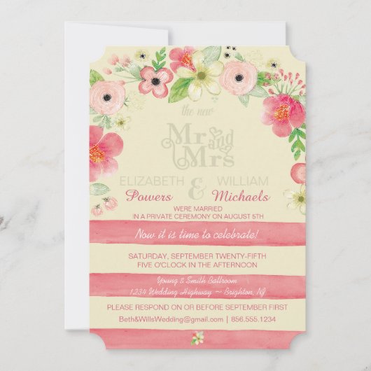 Der Vintage Blumenposten-Hochzeits-Empfang laden Einladung (Vorderseite)