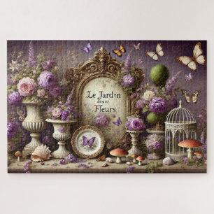 Der Vintage-Blumenschmetterlingsgarten Puzzle