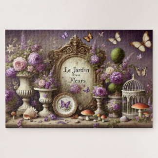 Der Vintage-Blumenschmetterlingsgarten Puzzle