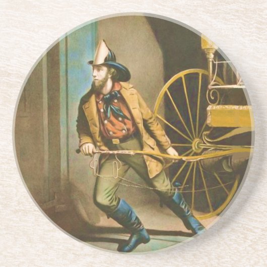 Der Vintage Feuerwehrmann 2 Untersetzer (Vorne)