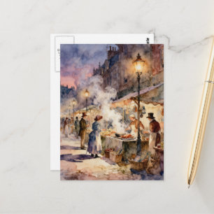 Der Vintage-Markt-Aquarell-Fantasy Postkarte