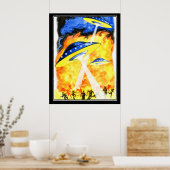 Der Vintage Retrodruck von zwei Welten Poster (Küche)