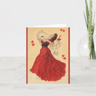 Der Vintage Tag des Valentines, tanzende Dame Red Feiertagskarte