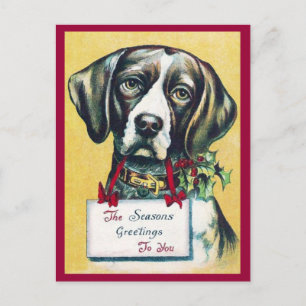 Der Vintage Urlaub des Hundes Feiertagspostkarte