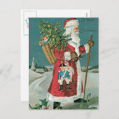 Der Vintage Weihnachtsmann im Schnee Feiertagspostkarte (Vorne/Hinten)