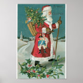Der Vintage Weihnachtsmann im Schnee Poster (Vorne)