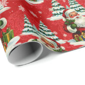 Der Vintage Weihnachtsmann ist fröhlich Geschenkpapier (Rolleneckpunkt)