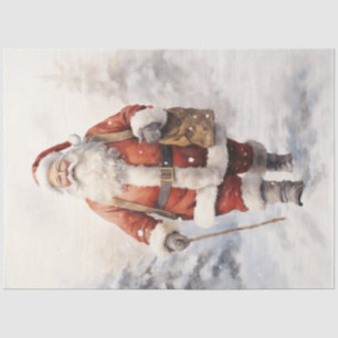Der Vintage Weihnachtsmann lächelt im Wald Seidenpapier