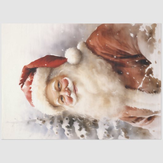 Der Vintage Weihnachtsmann lächelt im Wald Seidenpapier (Vorderseite)