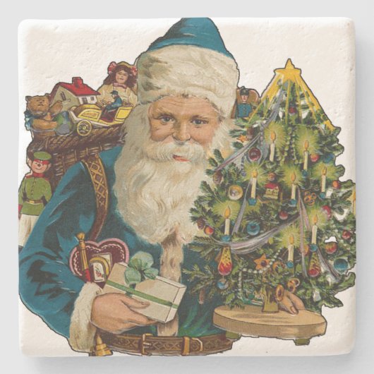 Der Vintage Weihnachtsmann liefert Geschenke Steinuntersetzer (Vorderseite)