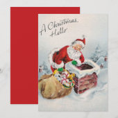 Der Vintage Weihnachtsmann liefert Weihnachtsgesch Feiertagskarte (Vorne/Hinten)