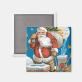 Der Vintage Weihnachtsmann mit dem Mond Magnet (Vorderseite/Rückseite)