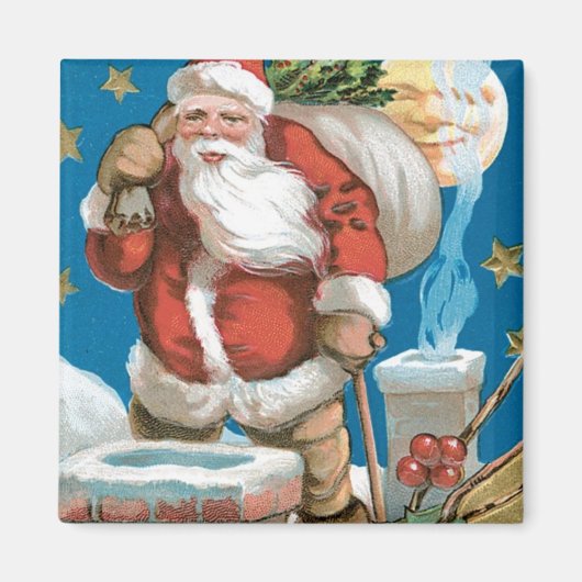 Der Vintage Weihnachtsmann mit dem Mond Magnet (Vorne)