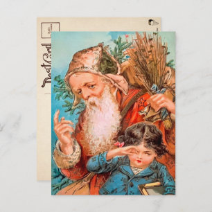 Der Vintage Weihnachtsmann mit dem unheilvollen Ki Postkarte