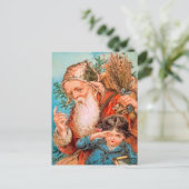 Der Vintage Weihnachtsmann mit dem unheilvollen Ki Postkarte (Stehend Vorderseite)