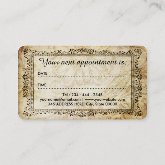 Der Vintage Wellness-Center-Schönheits-Salon Terminkarte (Rückseite)