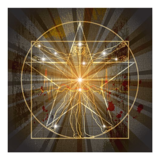 Der viruvianische Mann in Pentagramm Fotodruck (Vorne)