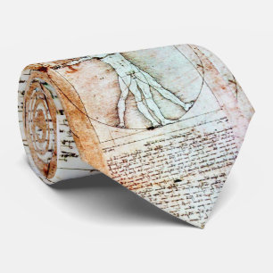 Der VITRUVIAN MANN, antikes weißes Brown-Pergament Krawatte