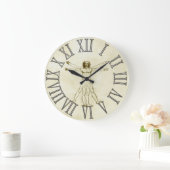 Der Vitruvianische Mann von Leonardo da Vinci Große Wanduhr (Zuhause)