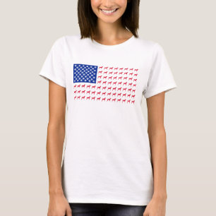 Der Vizsla der Frauen amerikanische Flaggen-T - T-Shirt