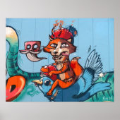 "Der Vogel auf Fox" Graffiti Art Poster (Vorne)