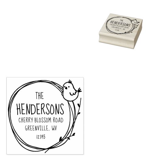 Der Vogel der glücklichen Natur-Rücksendeadresse Gummistempel (Stempel)